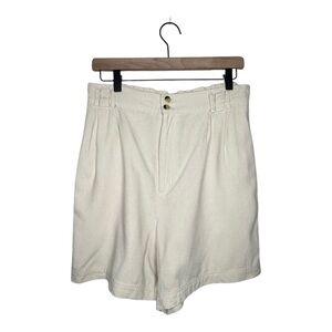 Vintage 220 Hickory 100% Silk Cream High Rise Pleated Shorts Size Medium